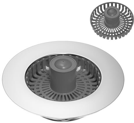 Fervalyna 3 en 1 Tapon Fregadero Cocina, Colador Rejilla Universal, Filtro de Desagüe, con Cestas, Anti-obstrucciones y Evitar Olores, para Cocina 70-86mm Agujeros de Fregaderos, Profundidad > 35mm