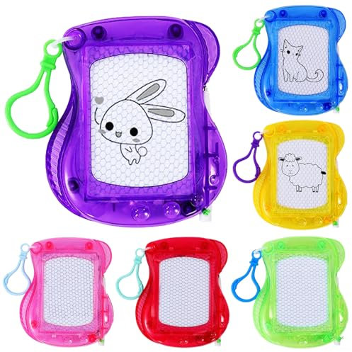 Hshenjhu Lot de 6 Mini Tableau à Tablette Dessin Enfant, avec Porte-clés, Tableau à Graffiti Effaçable, Petite Planche à Dessin MagnéTique Portable, Jouet Educatif, Goodies Anniversaire Enfants