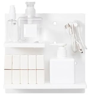 YZDKR Kunststoff Loch Bord Wand Regal Lagerung Rack Perforation-freies Kunststoff Panel Schlafzimmer Wand Regal Wand Pegboard Room Decor zur Aufbewahrung, Organisation und Dekoration von(WhiteX3)