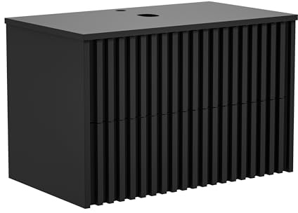 UEV Waschbeckenunterschrank für Gäste-WC, Waschtisch kleine 81cm, Schwarz | Badschrank, Badezimmerschrank, Waschtischunterschrank hängend, Waschplatz ausreichend Stauraum Platzsparender für kleines Bad