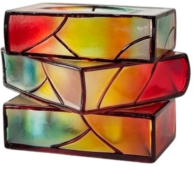 Buch Vase - Gestapelte Bücher Blumentopf | Neuheit 3D-Farbiger Acryl-buchförmiger Pflanzer | Vintage Classic Book-förmige Vase Für Sukkulenten Bibliophile Familienfreunde Ämter, 15X15X15cm