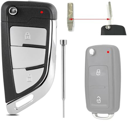 GZXNKEY Upgrade Für VW SchlüsselgehäuseFür Volkswagen VW Transporter T5 T6 Amarok DIY Ersatzgehäuse mit Removal Pin Tool(2 Knöpfe)