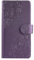 HAOFUGUI Custodia per iPhone 15 Pro, Portafoglio in Pelle con Motivo Floreale, con Slot per Schede Supporto, Protettiva Elegante Cover per Donna-Viola scuro