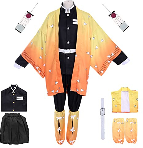Suffolly Cosplay Kimono Anime Cosplay Kostüm Outfit Uniform Rollenspiel für Erwachsene Party Geschenk (Orange, M)