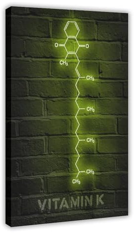 ANINCA Póster de molécula de neón de vitamina K, moderno, arte de neón, colorido lienzo para decoración de pared, pinturas para sala de estar, dormitorio, 20 x 30 cm