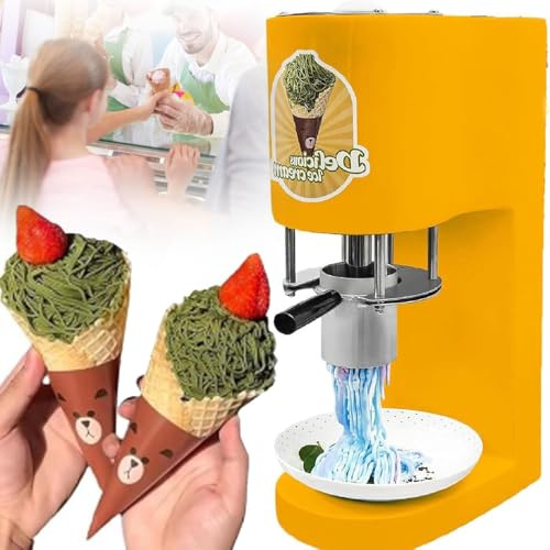 GBHJJ Machine à CrèMe GlacéE Commerciale, SorbetièRe éLectrique pour PâTes, 80 W, Italienne, pour Glaces Italiennes, 30 L/H, 4 Moules, pour Glaciers et PâTisseries,Yellow
