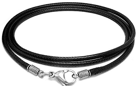 Cordón de cuero negro de 2 mm con cierre de langosta para collar colgante pulsera de cuerda trenzada joyería de cuerda para hacer manualidades collar cable