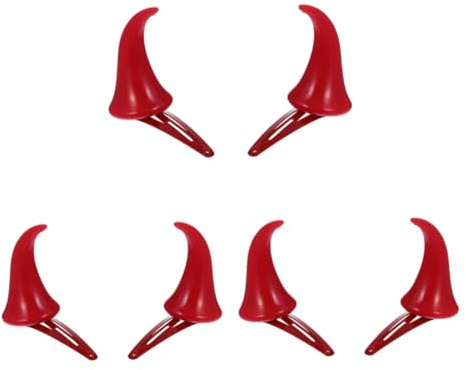 Halloween Haaraccessoires Rote Teufelshorn Haarspangen 3 Paar Kunststoff
