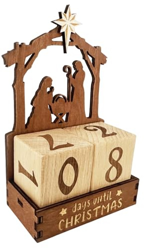 Weihnachtskalender Countdown | 25 Tage Holz Krippe Weihnachten Advent - Sammlerstück Krippe für Winterfest Feier Display