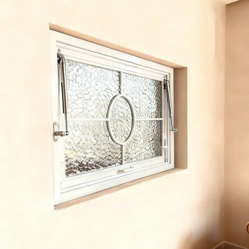 EXCLURA Fenster Kellerfenster mit Riegelschloss und Stützstange, Wasserwellenglas-Außenfenster, Haushaltsfenster für Bad oder Waschküche(80x50cm/31.5x19.7in)