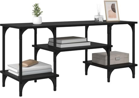 vidaXL TV-Schränk Schwarz Eichen-Optik 102 x 35 x 45,5 cm, Wohzimmer-Stauraum, rustikaler Schrank, robuster TV-Ständer, Holz-Regale, Alles ordentlich untergebracht