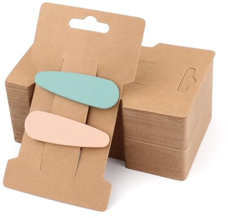 200 Stück Haarspangenhalter aus Karton, 11,5 x 6,7 cm, Rechteckige Displaykarten für Haarschmuck, Haarnadeln, Haarklammern, Schmuckzubehör, Verpackung für Haaraccessoires, Präsentationskarten (Braun)