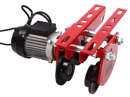 TFGXUE Mini-Elektrohebezeug-Rolle 1T 370W, Elektrische Seilwinde Laufkatze mit Schiene, Mobiles Hilfsgerät, Einstellbare Spurweite 68-120 cm, Lastenaufzug Laufkatze Flaschenzug