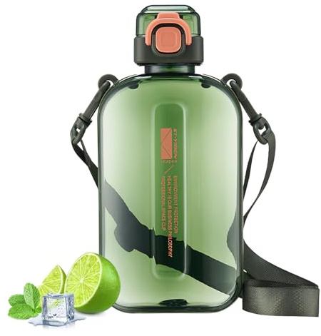 SilverChry Gourde Sport, Gourde Plate, Bouteille eau Sport Plate, bouteille d'eau, Bouteille Plate Transparente, Gourdes de Camping et Randonnée, gourde sans bpa 750 ml (Vert)