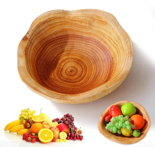 LIULINY 15-19cm Bol à Fruits en Bois Naturel, Bol Bois créatif irrégulier | décoratif Unique Corbeille Irrégulière Faite Main bol créatif sculpté en racine, pour Fruits, Salades et Collations