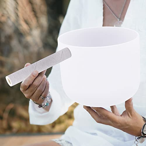 Cuenco tibetano de cristal de cuarzo, 432 – 440 Hz, tono F, juego de cuencos de cristal para relajación, meditación, yoga, terapia, reducción del estrés, blanco (20,3 × 15,3 cm)