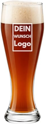 Personalisiertes Weizenglas mit Logo Gravur – Bierglas 0,5L individuell – eigenes Logo hochladen – Lasergravur spülmaschinenfest – Geschenk für Männer, Firmen, Vereine, Events