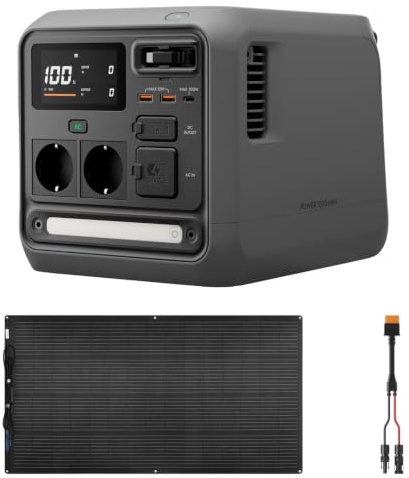 DJI Power 1000 Mini tragbare Powerstation, 1008-Wh-LFP-Akku, kompakte Größe, maximale Ausgangsleistung 1000 W, flexibles Solarpanel 200 W, Outdoor-Generator für Camping, Wohnmobile, Roadtrips