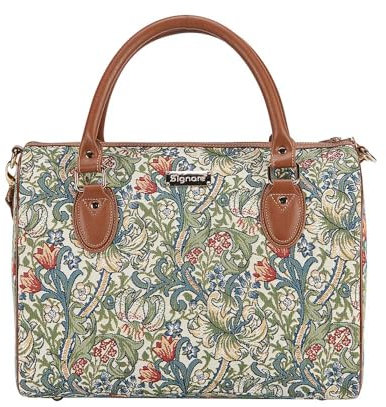Signare Tapisserie Reisetasche Damen, Sporttasche Damen, Weekender Damen, Reisetasche groß mit William Morris Designs (Goldene Lilie)