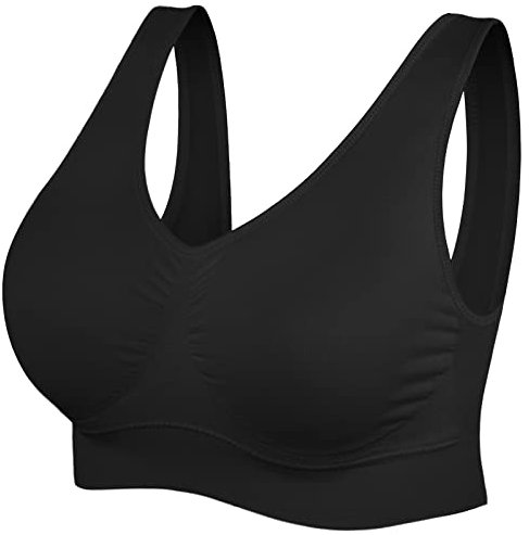 SIMIYA BH Damen ohne Bügel Bustier Damen große Brüste Schlaf BH Push up Sport BH gepolstert Bralette (Schwarz,3XL)