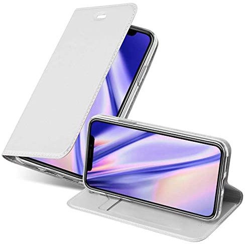 Cadorabo Hülle kompatibel mit Apple iPhone XS MAX aus Premium Kunst Leder Flip Klappbare Stoßfeste Magnetische [Standfunktion] [Kartenfächern] Cover Hülle für iPhone XS MAX Tasche in Silber