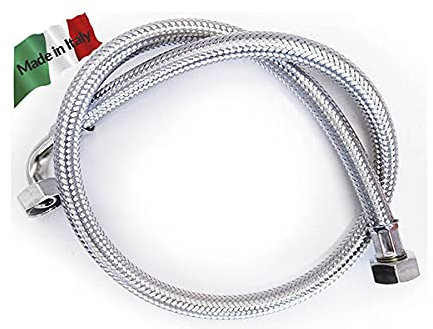 TUBO Carico Lavatrice lavastoviglie cm 100 pipa 3/4 FF 90 trecciato inox Made in Italy.