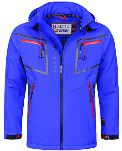 Arctic Seven Herren Softshell Jacke Funktionsjacke Outdoor Regenjacke Atmungsaktiv Fleece Innenfutter AS088 [AS-088-Blau-Gr.5XL]