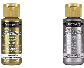 Deco Art Americana Acrylic Metallic Paint, Splendid Gold & DecoArt Americana Acrylic Metallic Paint, Shimmering Silver