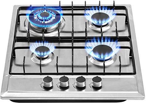 Getue 24″x20″ Built in Gas Cooktop 4 Burners Stainless Steel Stove with NG/LPG Conversion Kit Thermocouple Protection and Easy to Clean (20Wx24L)