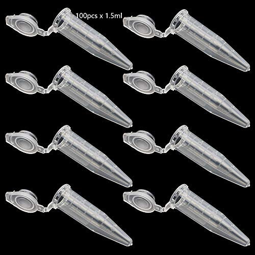 100 Pièces 1.5ml Tube à Centrifuger en Plastique Conique Tubes de Laboratoire Conteneurs D'échantillons avec Snap Cap pour l'analyse d'échantillons en Laboratoire