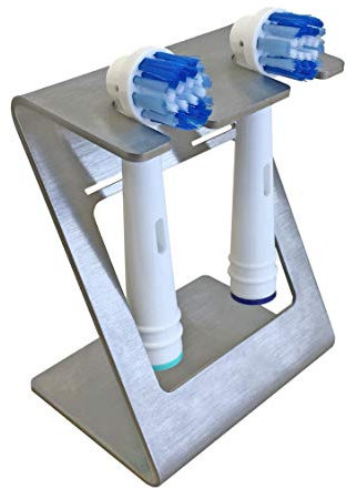 steland metallmanufaktur® Design Aufsteckbürsten-Halterung, Edelstahl, inkl. Wandhalterung, Zahnbürstenhalterung Zahnbürstenkopf Bürstenkopf-Halterung (2 Bürstenköpfe, Edelstahl)