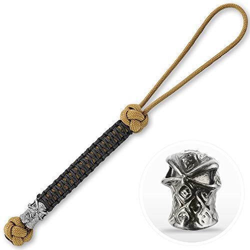 M-Tac Schlüsselband mit Totenkopf-Messer mit Perlen – Paracord Lanyard – Taktisches Schlüsselband für Messer – Ninja (Coyote)