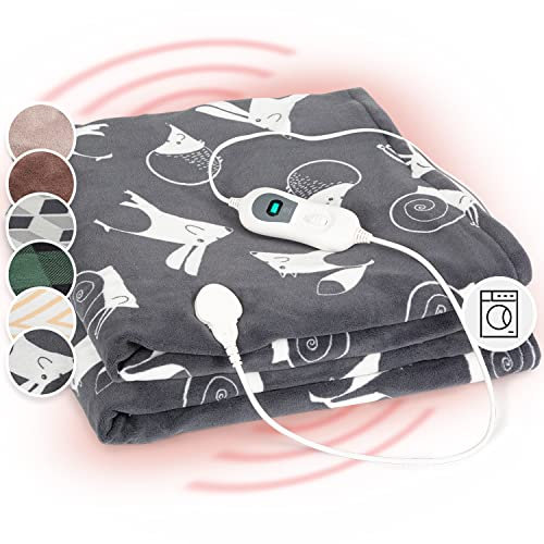 KLARSTEIN Couverture Chauffante 2 Places électrique XXL 200x180 cm, Plaid Chauffant, Couette Lavable Machine 120W, 3 Températures, Minuterie 3H, Surmatelas Chauffant Electrique sans Fil Canapé et Lit