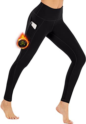 Ewedoos Thermo Leggings Damen Gefüttert mit Taschen High Waist Leggings Damen Winter für Fitness Laufen Wandern Laufhose Yogahose Sporthose