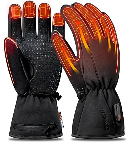 Dr.warm Beheizte Handschuhe Herren Damen, Touchscreen Handwärmer mit 7, 4V 2600mAh Wiederaufladbarem Lithium-Ionen-Batterie für Skifahren, Outdoor-Aktivitäten (L)