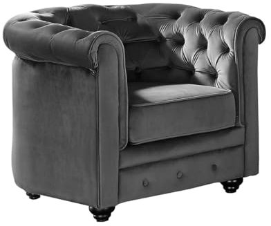 Vente-unique - Chesterfield-Sessel, Velours, Anthrazit