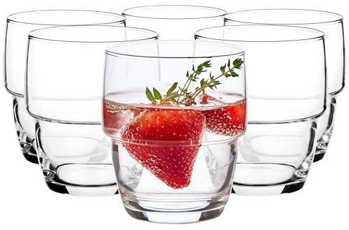Glasmark KROSNO, 200ml, Set von 6, Niedriges Glas, Trinkgläser, Highball Glas, Wassergläser, Cocktail, Perfekt für Zuhause, Restaurants und Partys, Glässerset, klassische Form