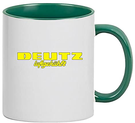 Deutz Luftgekühlt Tasse Kaffeebecher Keramik, 330 ml Inhalt | Weiß/Grün