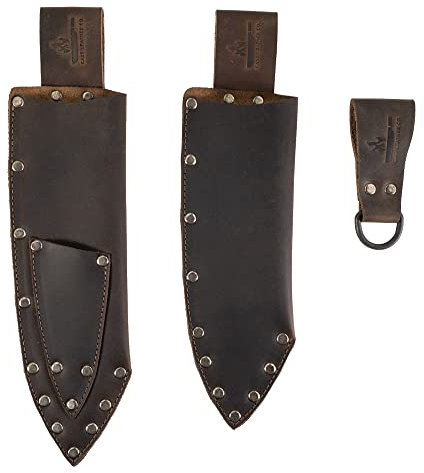Cast Leather Co, Messerset Halter, 3-teilig, handgefertigt aus Vollnarbenleder - Bourbon Brown