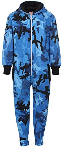 A2Z 4 Kids Children Plain Camouflage Jumpsuit Super Soft - Plain Onesie Camo Blue 2-3