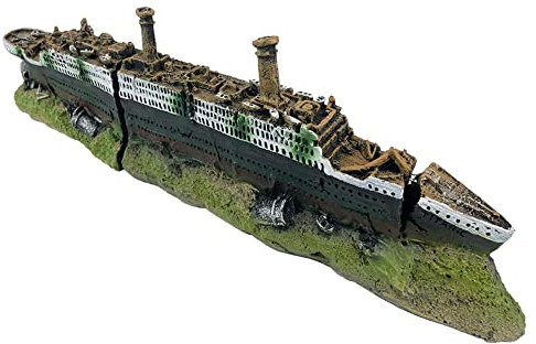 VMCN Titanic Schiffswrack Aquarium Dekorationen Schiff Wrack Aquarium Ornament für Aquarium versunkenes Schiff Ornament Aquarium Umweltfreundliche Dekorationen - Medium (Weiß)