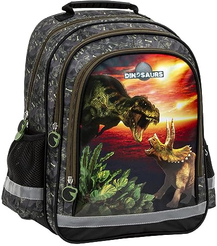 Derform PL15BDN18, Schulrucksack 15 B Dino 18, Multicolor