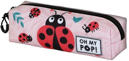 Oh My Pop! Ladybug-Estuche Portatodo Cuadrado Fan 2.2, Rosa, 22 x 9 cm
