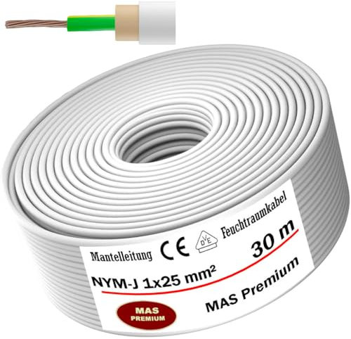 MAS Premium Cavo di alimentazione per ambienti umidi (NYM-J 1 x 25 mm², 30 m