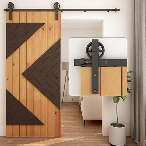 WOLFBIRD 201CM/6.6FT Schiebetürbeschlag Schiebetüren Schiebetürsystem Komplettset Laufschiene Rollen Set Schwarz
