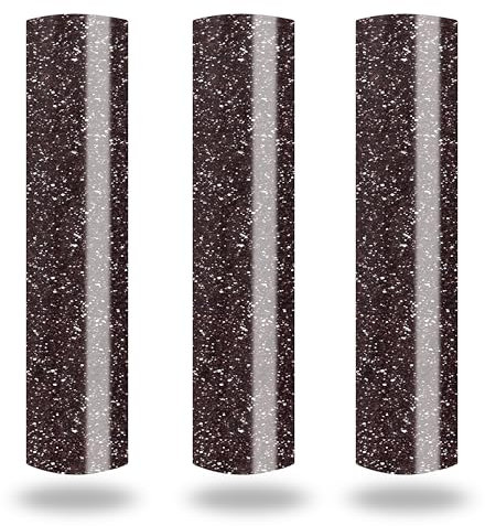 VENITOR Glitter 3D Puff Heat Transfer Vinyl - 3 Sheets 12”X10” Brown Glitter Puff Heat Transfer Vinyl Shinny Glitter Iron On Vinyl for T-Shirts Glitter HTV Compatible with Sillhoutte Cameo