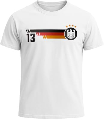 MoonWorks® Herren T-Shirt Deutschland Fußball WM-Shirt 2026 Fanshirt Trikotnummer 13 Adler Deutschlandshirt