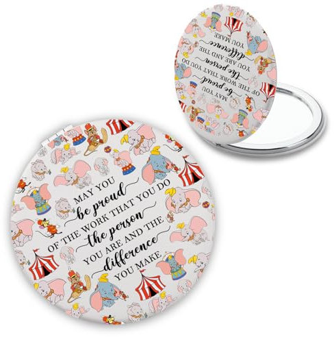 PLITI Dumbo Gift Flying Elephant Gift May You Be Proud of The Work That You Do The Person You Are Dumbo Makeup Mirror (Be Proud Elephant CMWU)