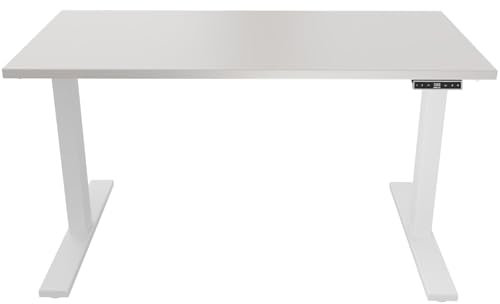 Bisley E-WonderTech elektrisch höhenverstellbarer Schreibtisch 140x80 cm in weiß/lichtgrau - Elektrischer Tisch höhenverstellbar mit Memory-Funktion