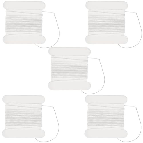 Beebeecraft 5 pz 2 m X 0.6mm Filo di Perline di Seta Filo di Seta per Infilare Perline con Carta Bianco Naturale Perle di Seta Pura Perline Corde Intrecciate per La Creazione di Gioielli Infilatura